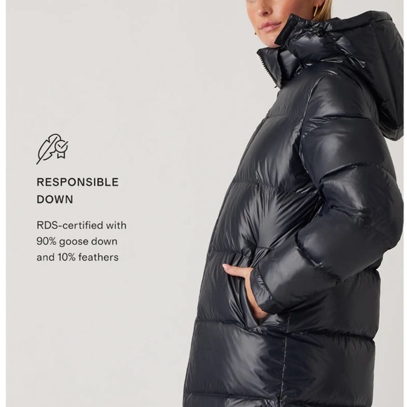 Quince responsible down long puffer jacket - shiny black - Picture 3 of 12